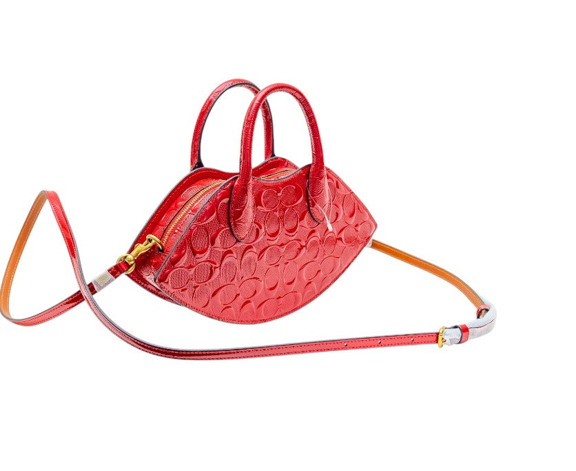 Coach Lip Signature Patent Leather Top-handle Bag