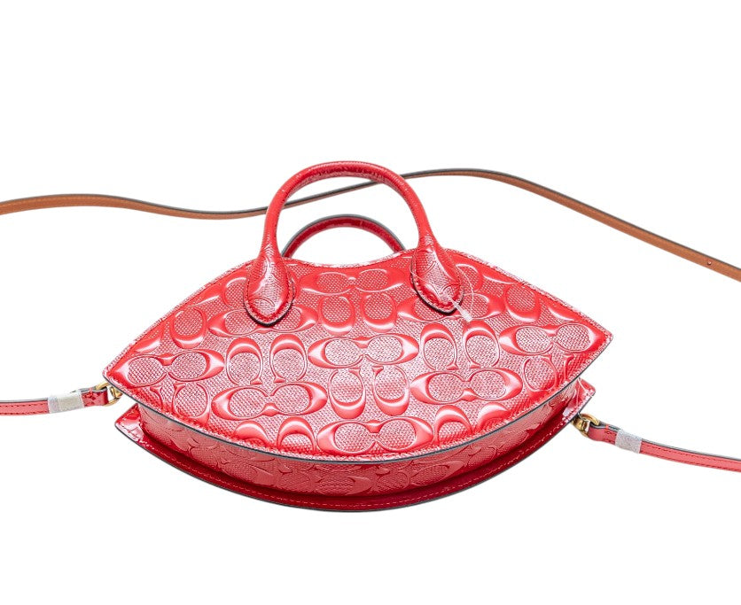 Coach Lip Signature Patent Leather Top-handle Bag